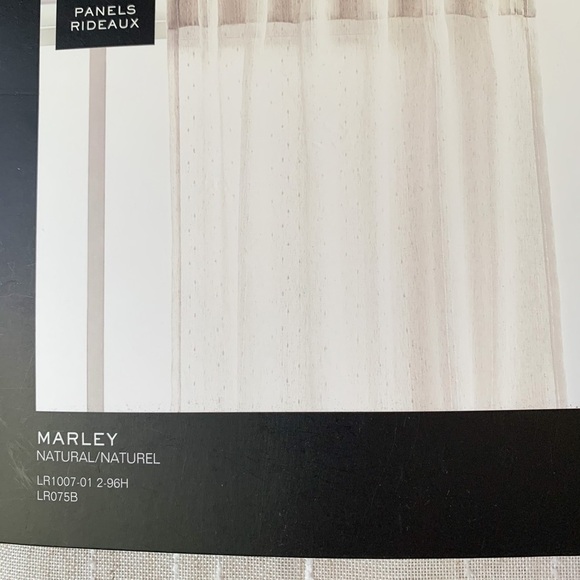 Set of 2 Ralph Lauren MARLEY Window Curtains Tan White 54 x 96 Rod Pocket NEW - Picture 4 of 5